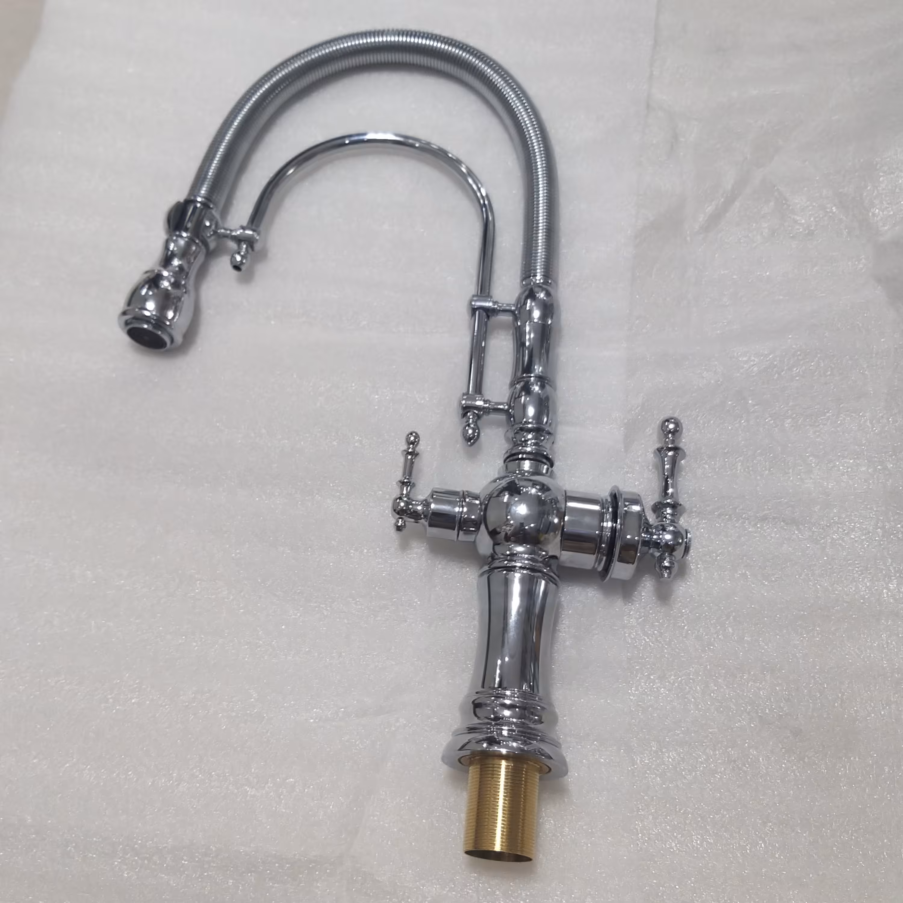 شیر ظرفشویی دو منظوره فنری کروم براق ( خروجی جدا ) 