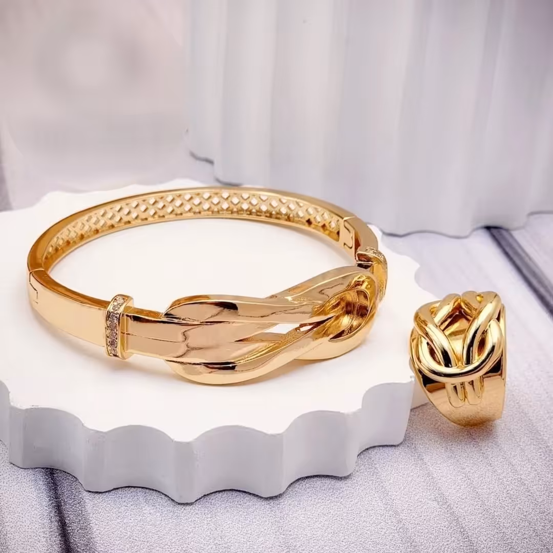 ست دستبند  و انگشتر  کد 334گالری ثمینا بدلیجات زیورالات 