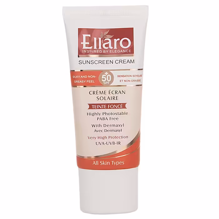 کرم ضد آفتاب رنگی Ellaro با spf50 مناسب انواع پوست