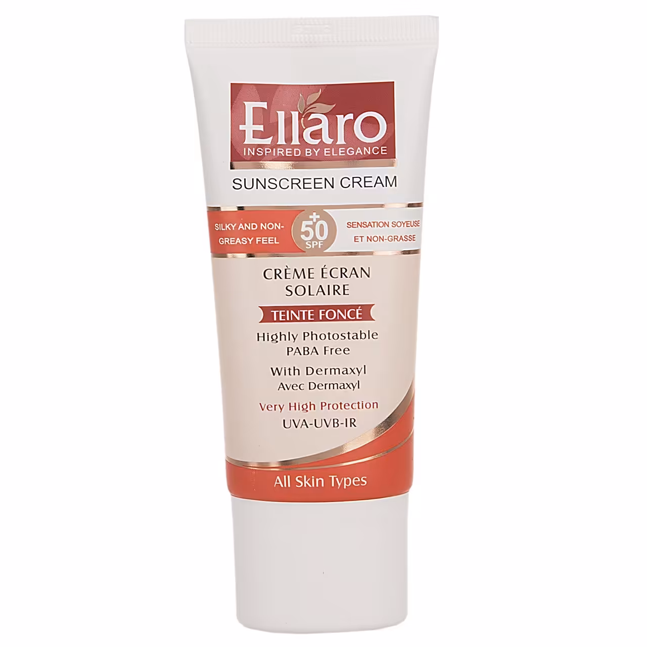 کرم ضد آفتاب رنگی Ellaro با spf50 مناسب انواع پوست
