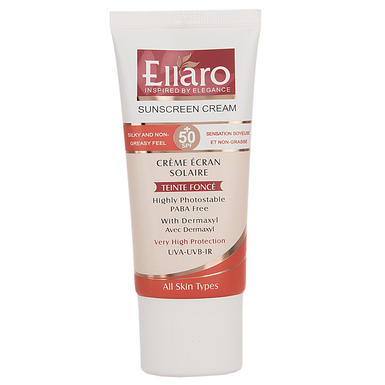 کرم ضد آفتاب رنگی Ellaro با spf50 مناسب انواع پوست