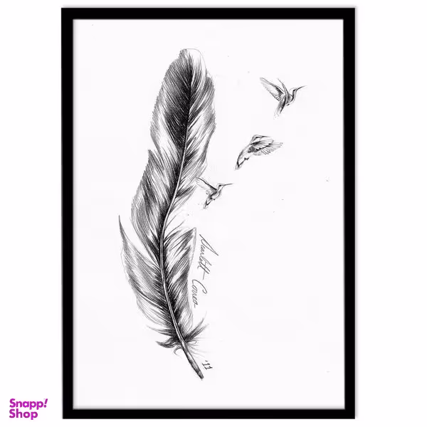 تابلو بکلیت طرح پر سیاه قلم مدل B-14294