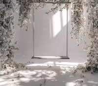 بک دراپ عکاسی جایگاه عروس با شکوفه های سفید | گرافیک با طعم تربچه