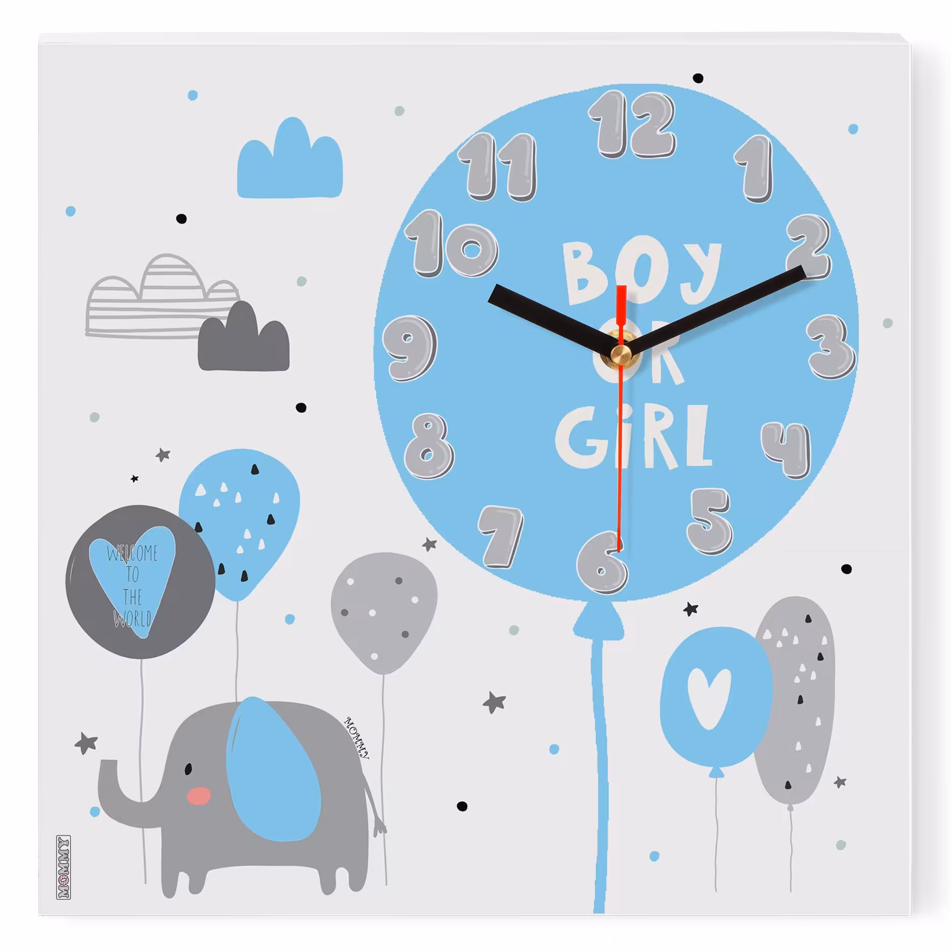 ساعت دیواری کودک MOMMY طرح فیل و بادکنک کد 4766