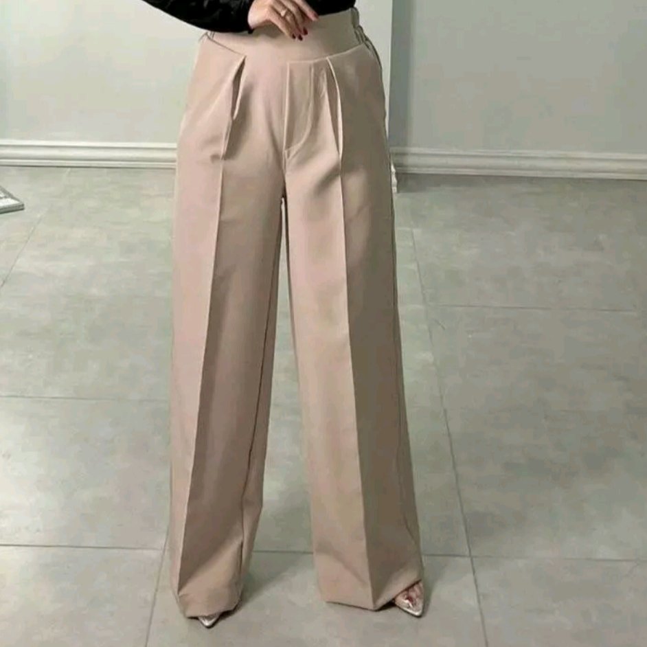 شلوار بگ نخی اعلا نخودی زنانه دخترانه جلو بند