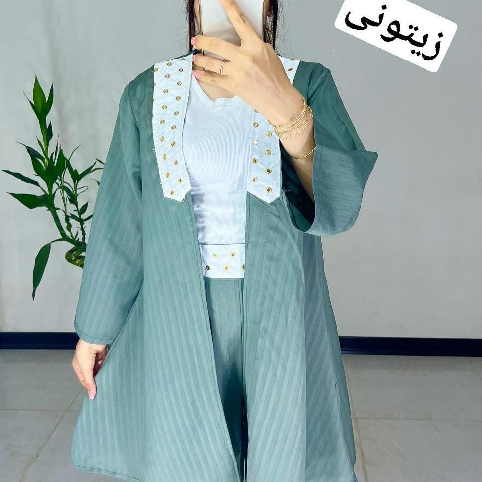مانتو شلوار زنانه خرجکار آینه کاری جنس کرسپو فری38تا46 . مانتو شلوار زنانه . ست زنانه . ست دخترانه . ست تونیک و شلوار .