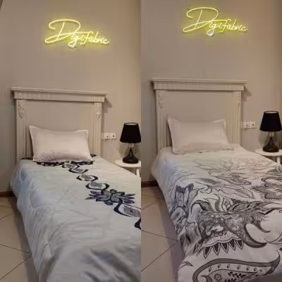 لحاف یک نفره طرح اسلیمی طوسی سفید