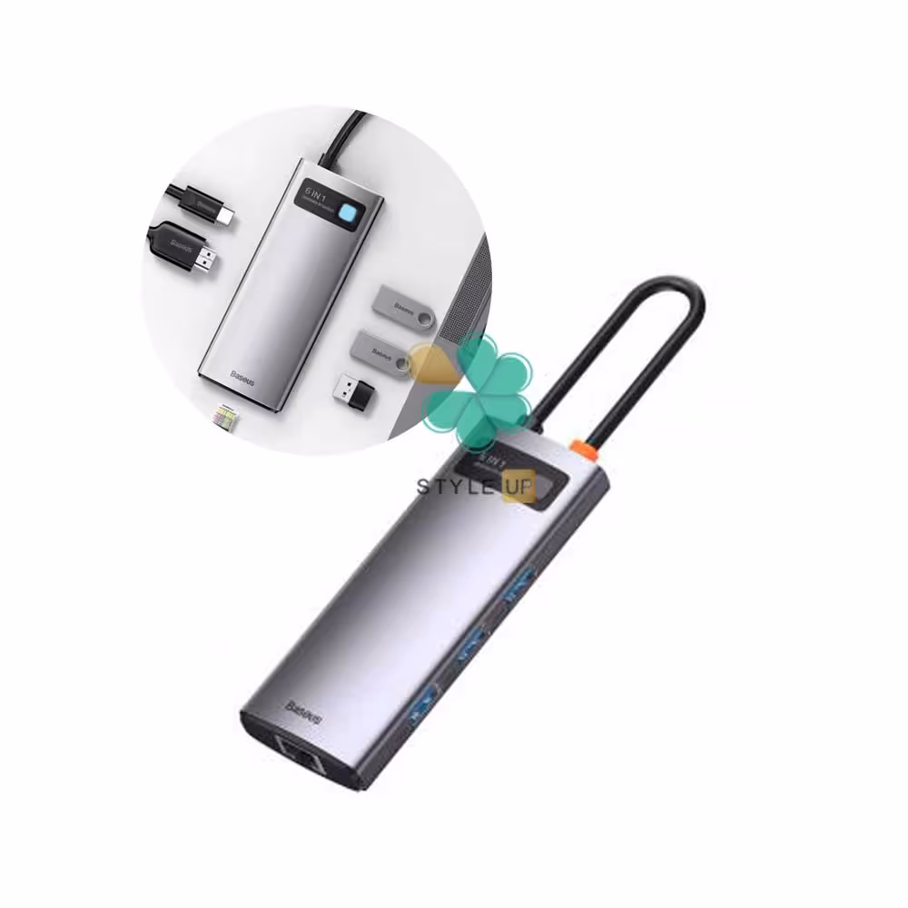 هاب 6 پورت تایپ سی بیسوس مدل Baseus Metal Gleam CAHUB-CW0G
