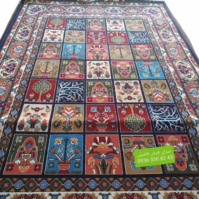 گلیم فرش ماشینی3متری سایز 120در200 سانتیمتر طح خشتی