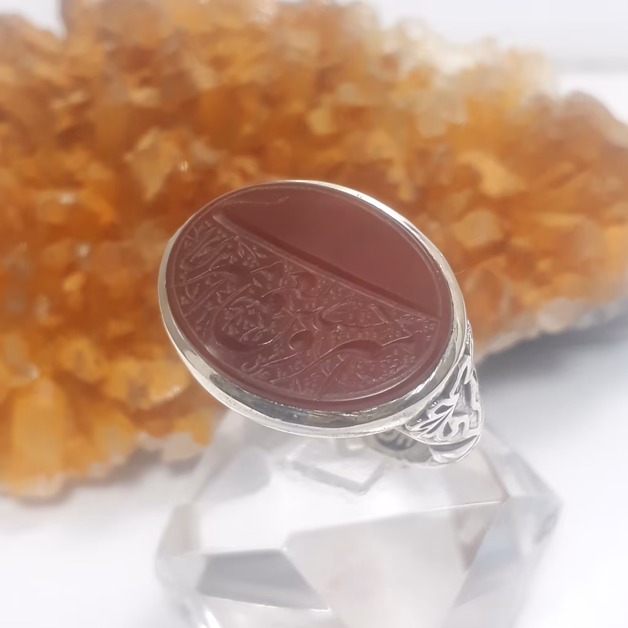 انگشتر نقره مردانه نگین عقیق یمانی خط امیر حسین و نعم الاامیر کد 12398