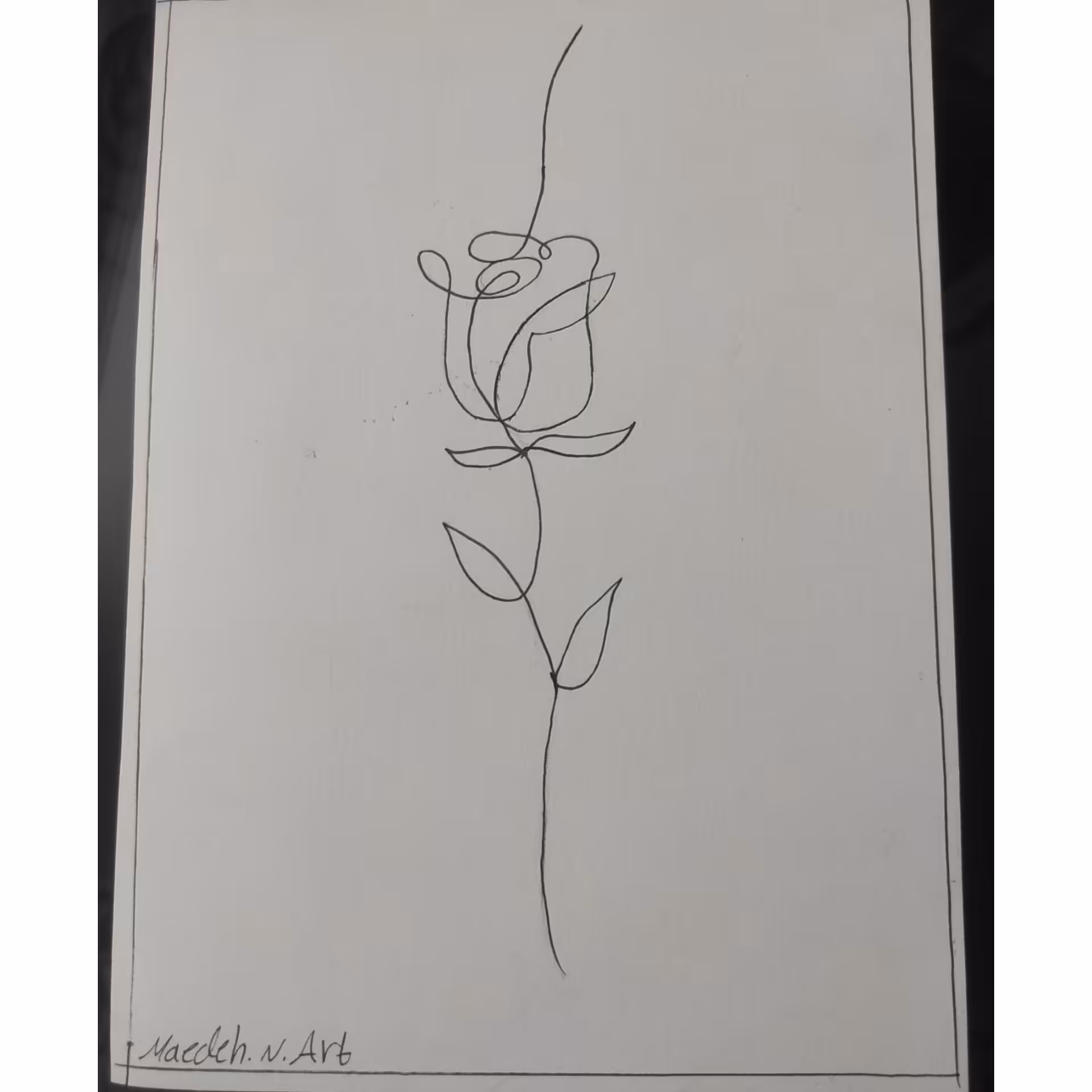 نقاشی لاین آرت مینیمال گل رز سایز A5 (بدون قاب)