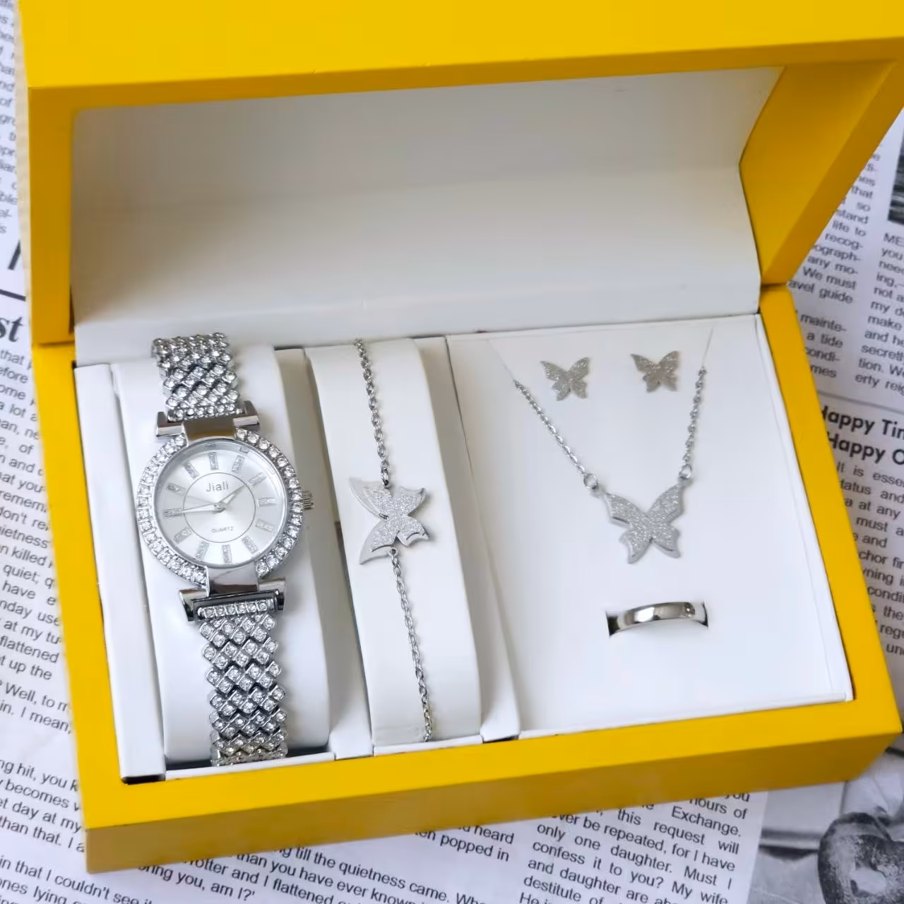 ست ساعت و نیمست و دستبند و انگشتر دخترانه شیک 