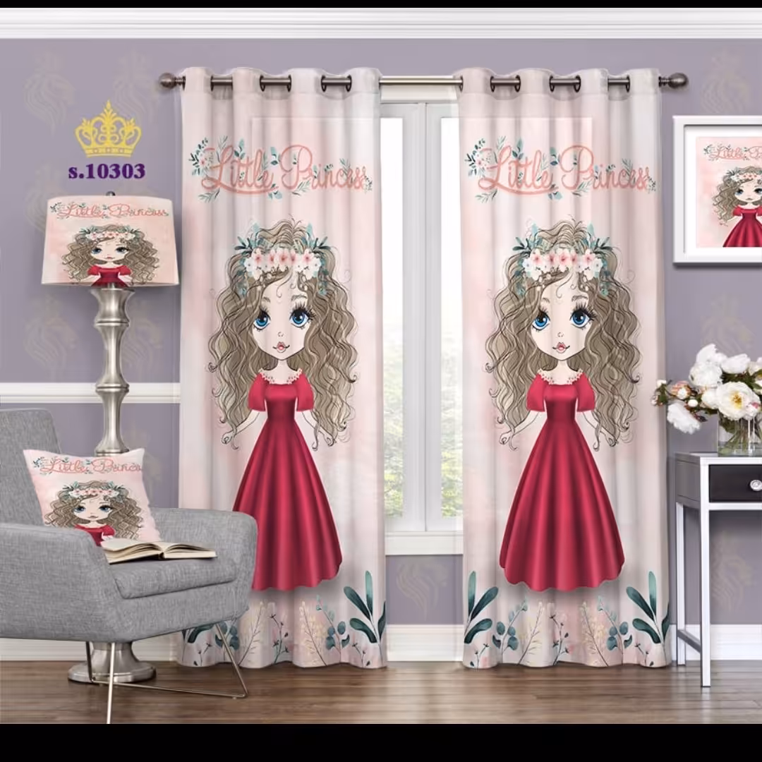 پرده اتاق خواب کودک دو قواره طرح کارتونی کد S10303