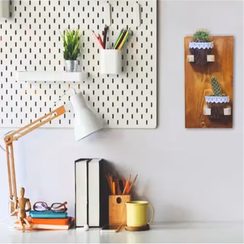 استند گل دیواری دو عددی با گلدان الیاف طبیعی- کد 105