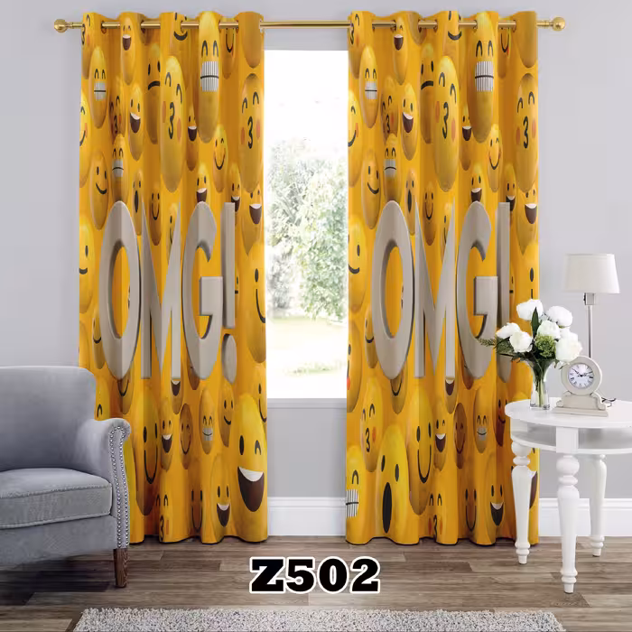 پرده چاپی طرح بچگانه کد Z502 تک قواره ارتفاع 300 عرض 140 سانت