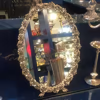 آینه برنجی روکش نیکل سیلور کار دست بسیار شیک