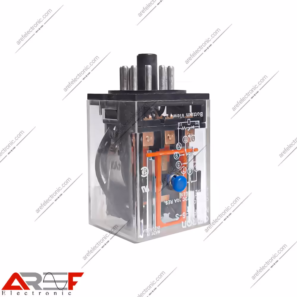 رله شیشه ای پایه گرد Omron مدل MK3PN_5_S دارای 24 ولت 3 کنتاکت 10 آمپر 11 پایه - فروشگاه عارف الکترونیک