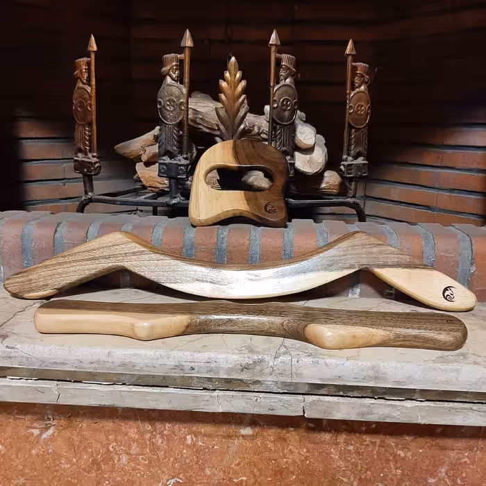 گراستون ابزار ماساژ چوبی 3 تیکه از بهترین چوب  گردو ، بدون هیچ رنگ شیمیایی ، ضد آب محکم و با دوام برای کار ماساژ 