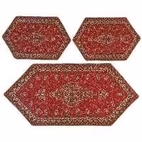 رومیزی سرویس ترمه ابریشم  کد TRSETE44  نفیس  رنگ قرمز  آستر زرشکی