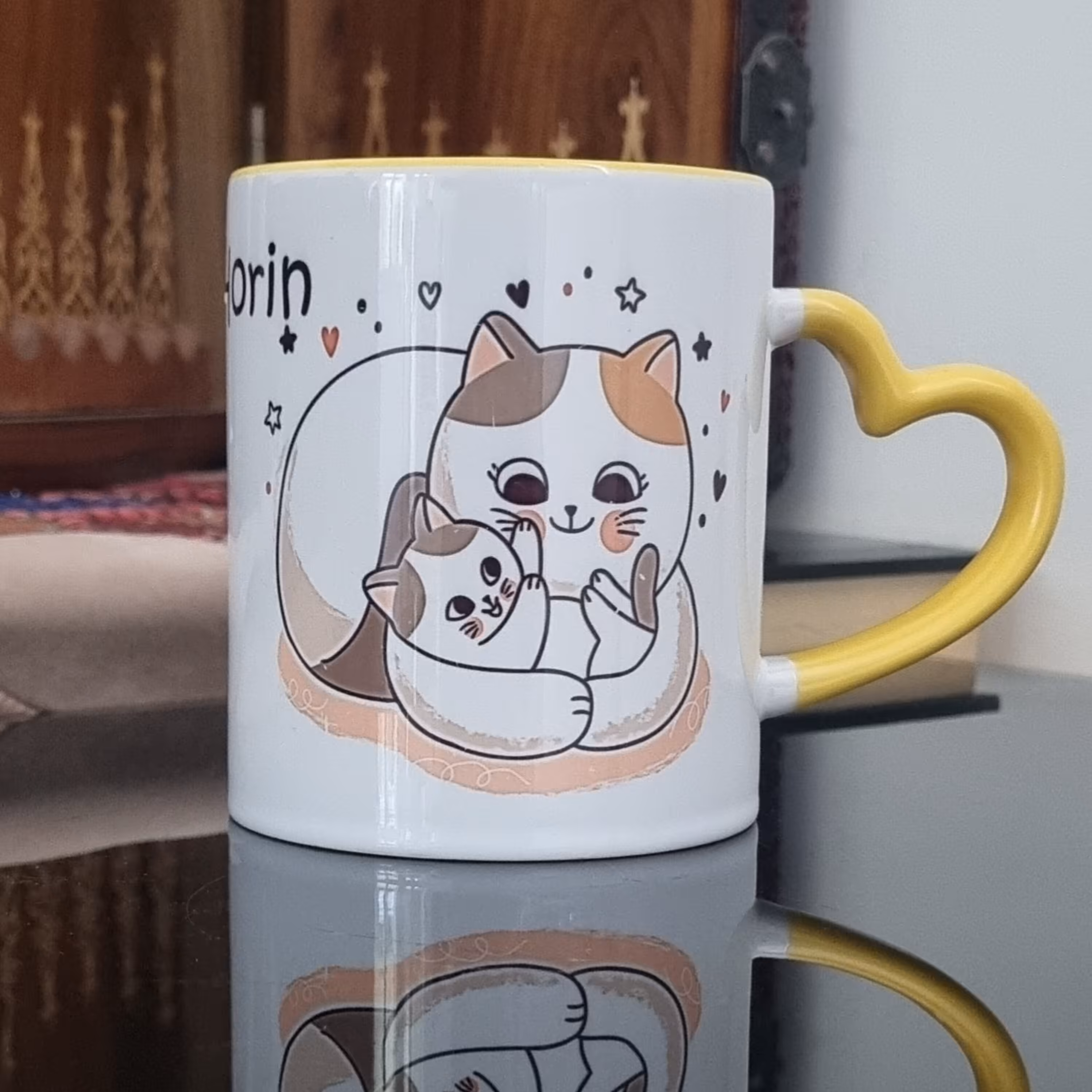 ماگ دسته قلبی داخل رنگی مناسب بچه ها سرامیکی خارجی درجه یک