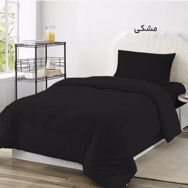 سرویس روتختی چیداری مدل تک رنگ یک نفره سه تکه رنگ مشکی عرض 120