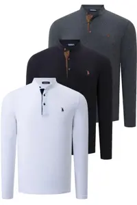 سویشرت سفید مردانه ست سه گانه V4009 مشکی آنتراسیت Dewberry
