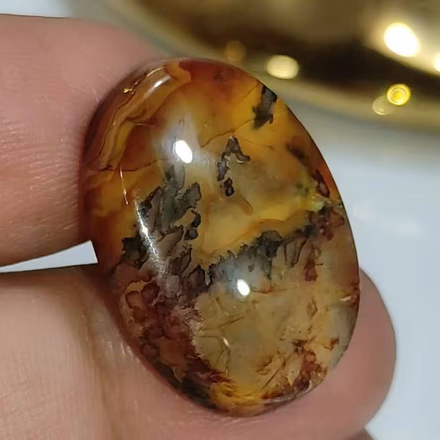 گوهر سنگ عقیق شجری کهربایی اورکا کمیاب 