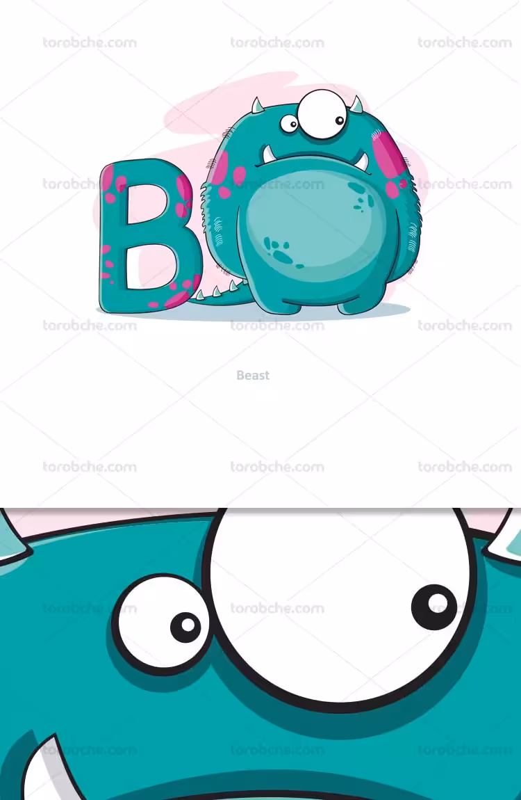 وکتور آموزشی حروف لاتین کودکان حرف B | گرافیک با طعم تربچه