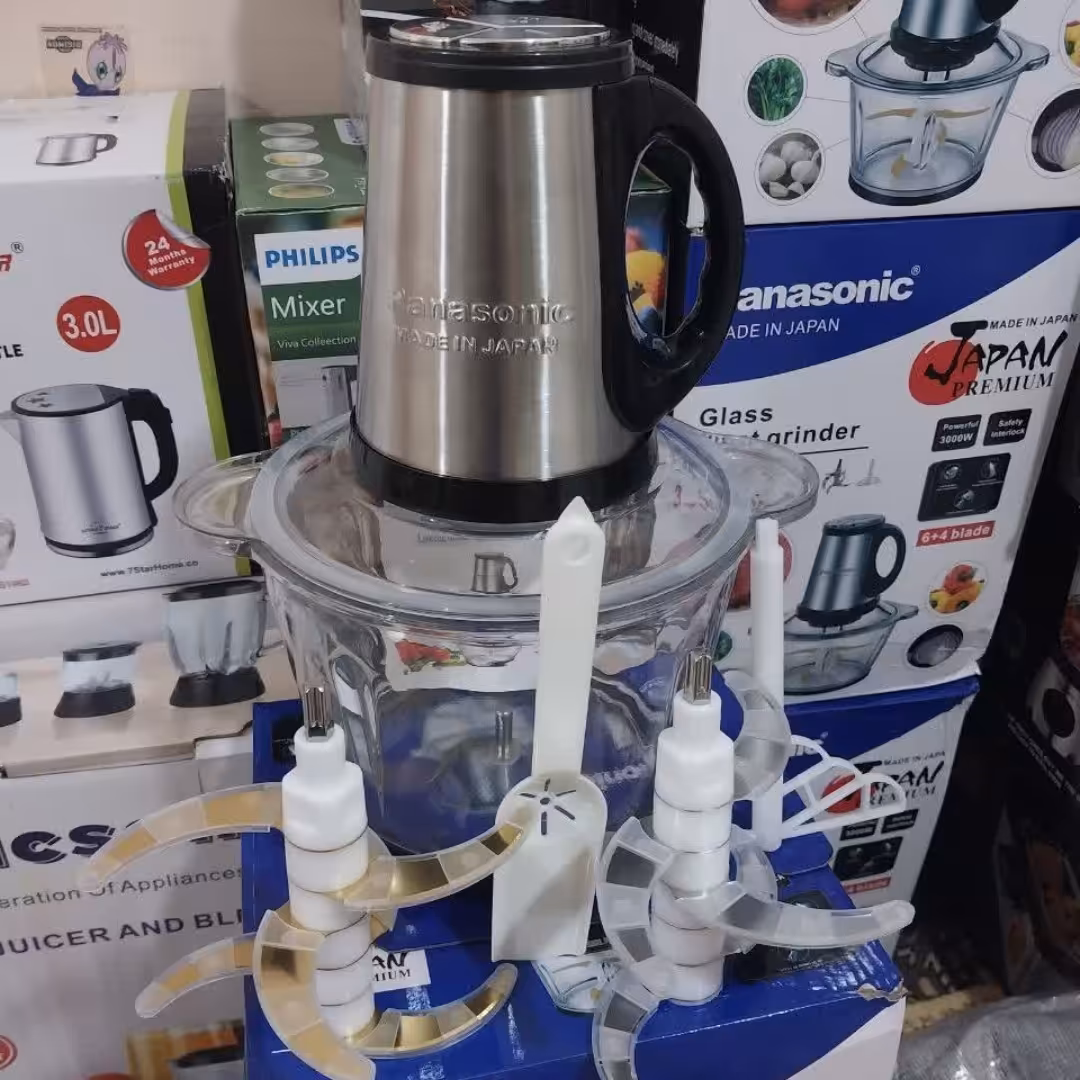 خردکن پاناسونیک  همراه تیغ اضافه  استیل 6پره  و همزن و موتورسنگین  حرفه ای 