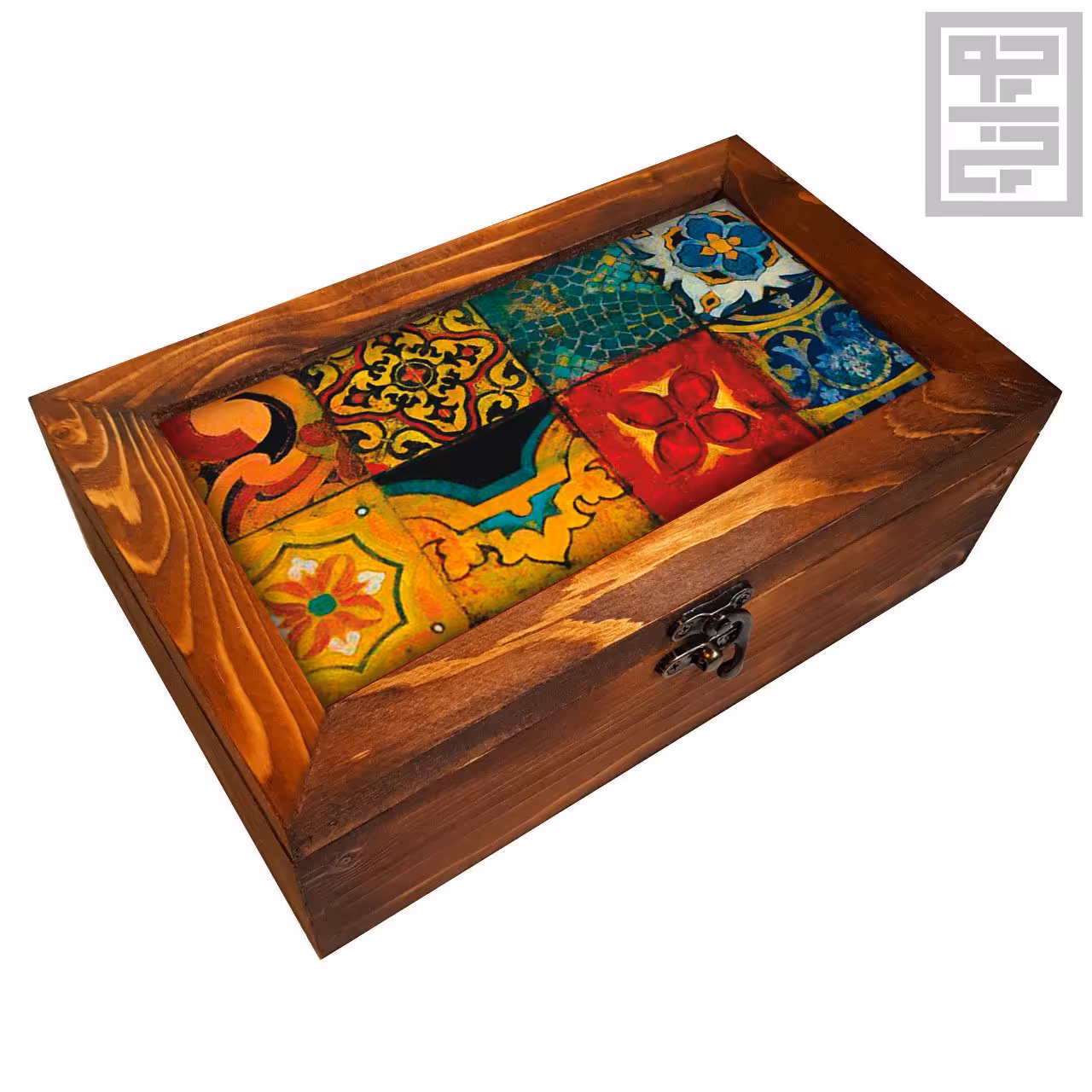 جعبه چوبی قاشق چنگال طرح خشتی مستطیل