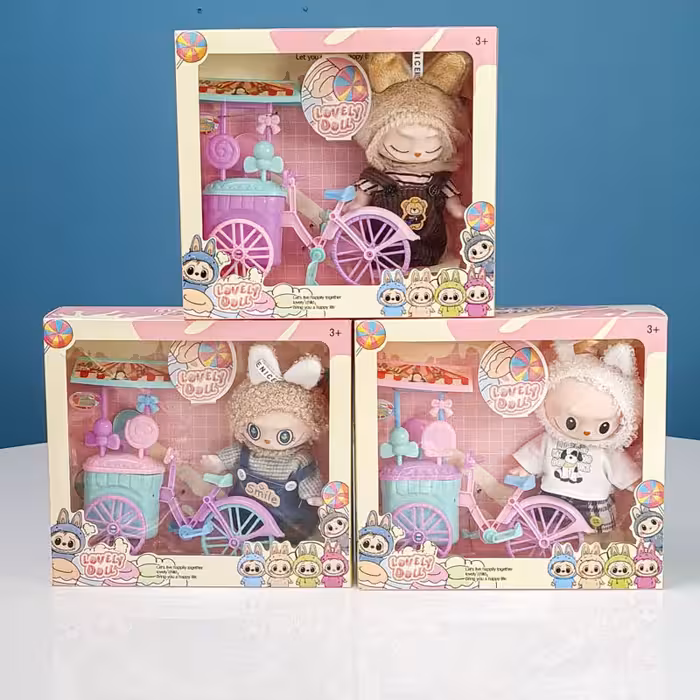 عروسک جاکلیدی لبوبو به همراه دوچرخه اسنک labubu کد JZ761A19