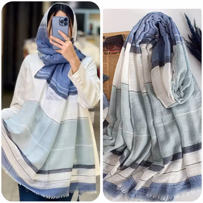 شال نخی وارداتی منگوله دار  در 6 رنگ زیبا  کالکشن عید 