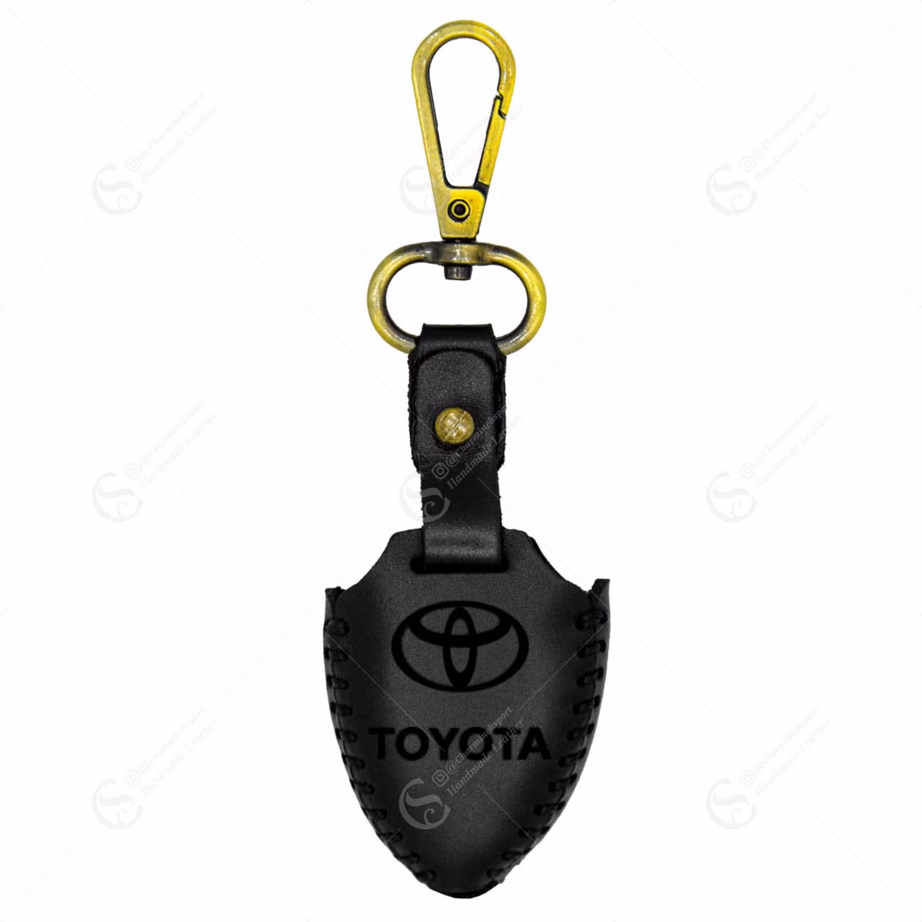 جاسوییچی چرم طبیعی گاوی مشکی مناسب تویوتا مثلثی 2دکمه