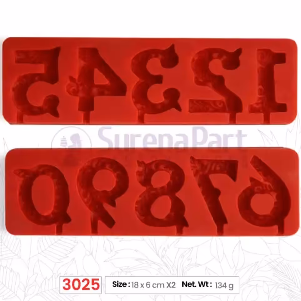 مولد سیلیکونی طرح اعداد پایه دار برند سورنا پارت رنگ قرمز ابعاد 10 در 16 سانت 