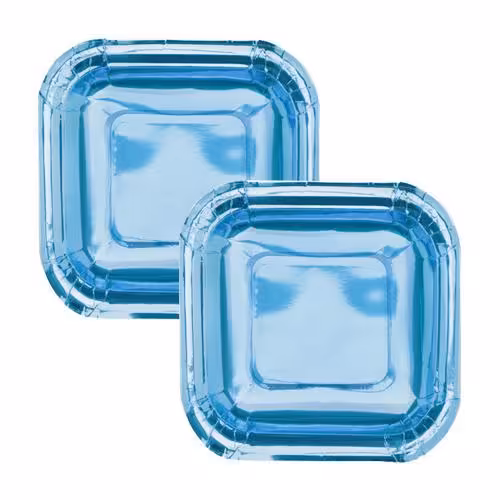 پیش دستی و لیوان تم تولد متالایز آبی | 10 عددی