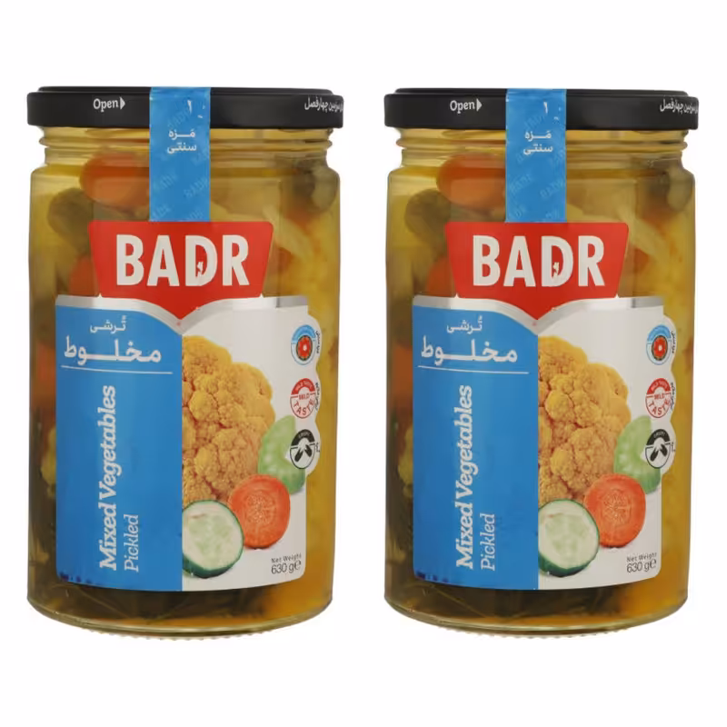ترشی مخلوط بدر - 630 گرم بسته 2 عددی
