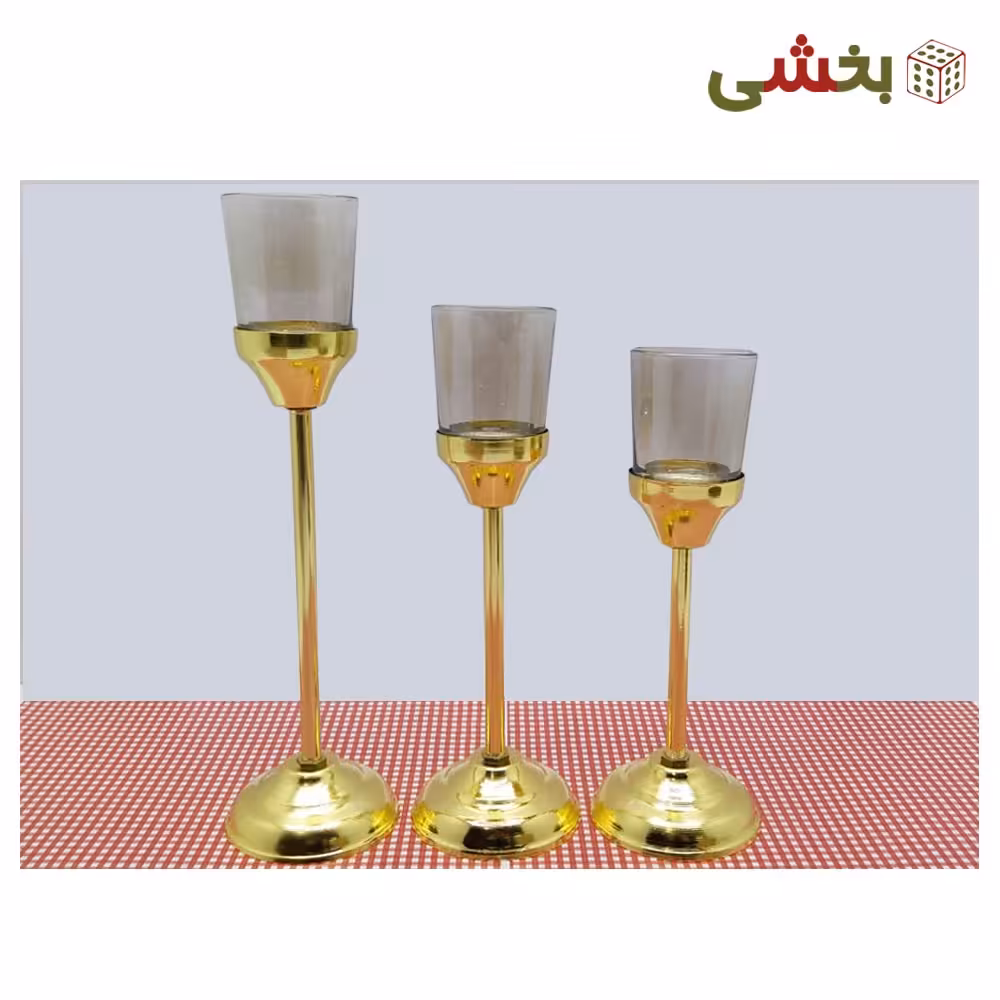 جاشمعی فلزی طلایی 3 عددی
