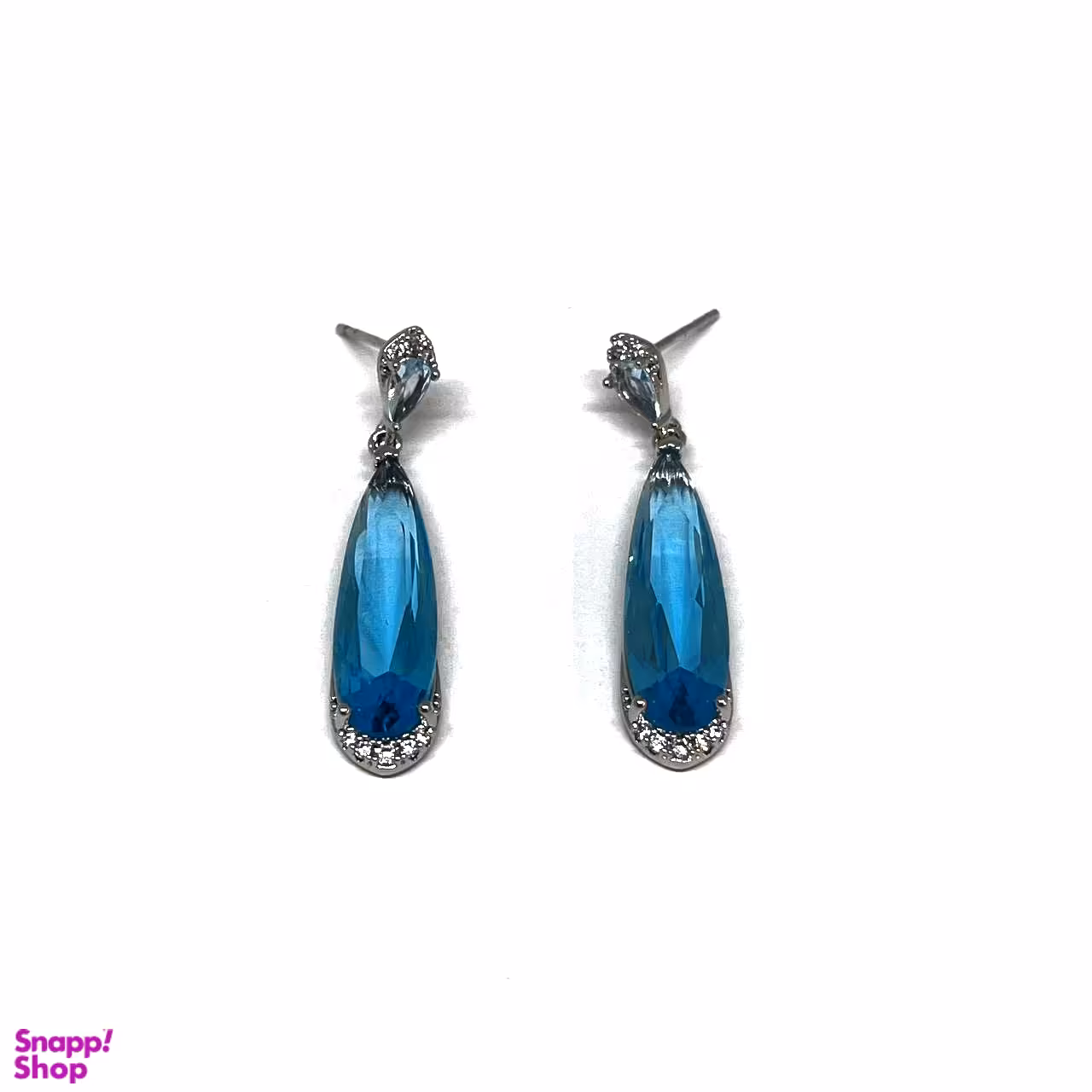 گوشواره استیل طرح جواهر آبی