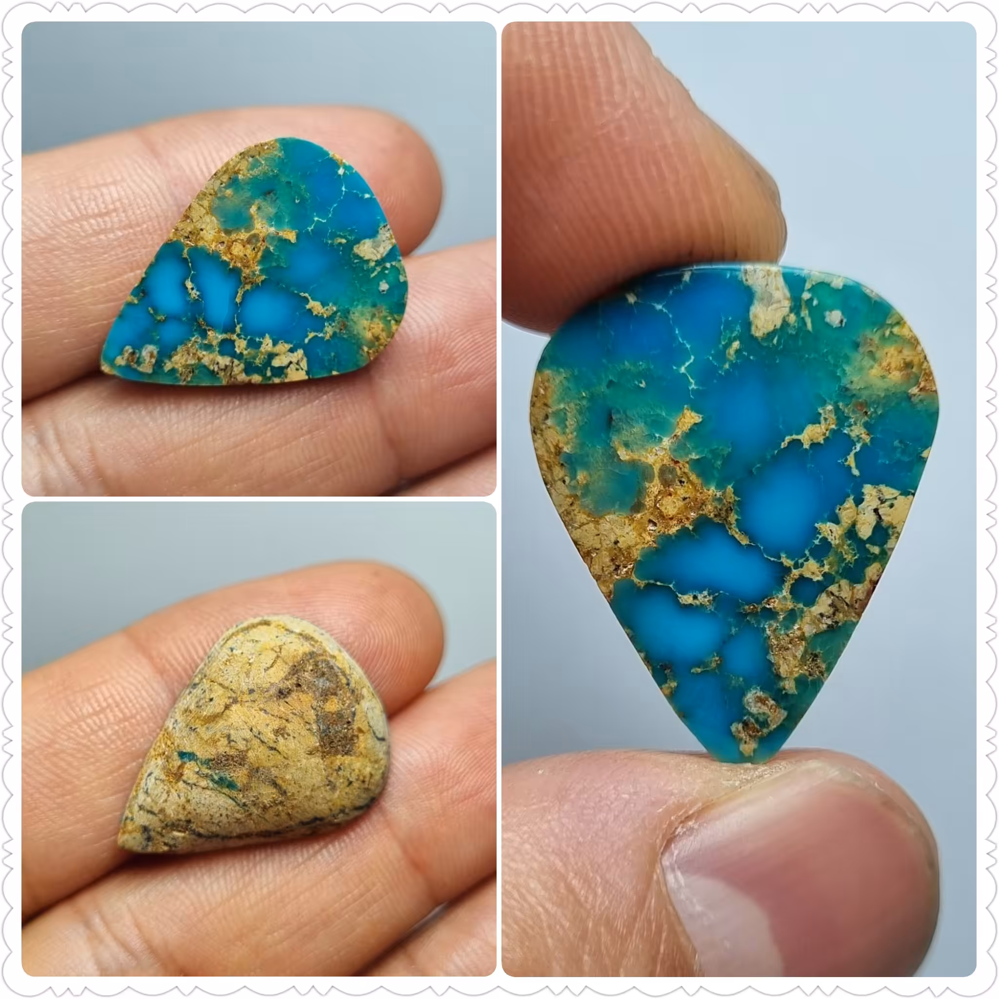 فیروزه شجر رگه طلایی نیشابوری تراش اشکی 