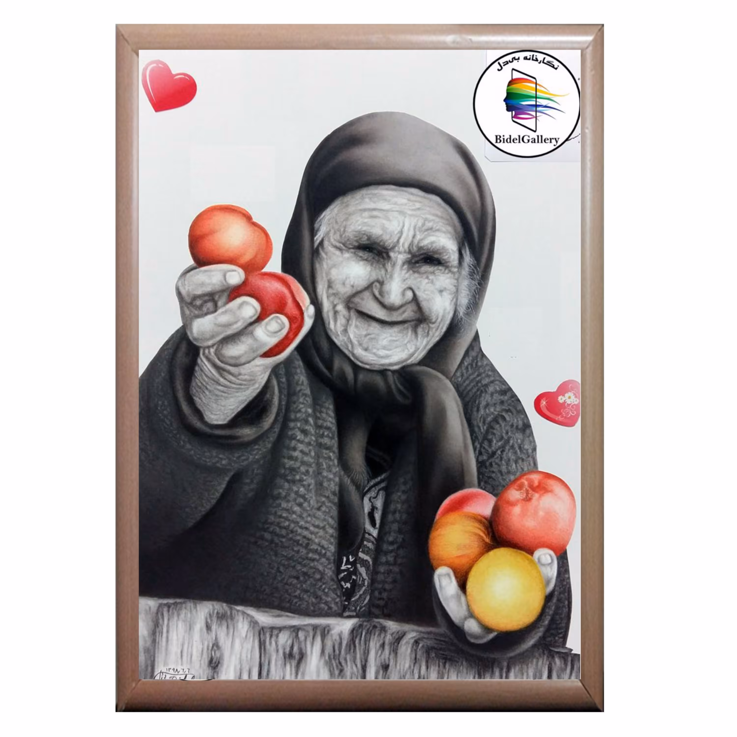 تابلوی نقاشی سیاه قلم در اندازه 50 در 70