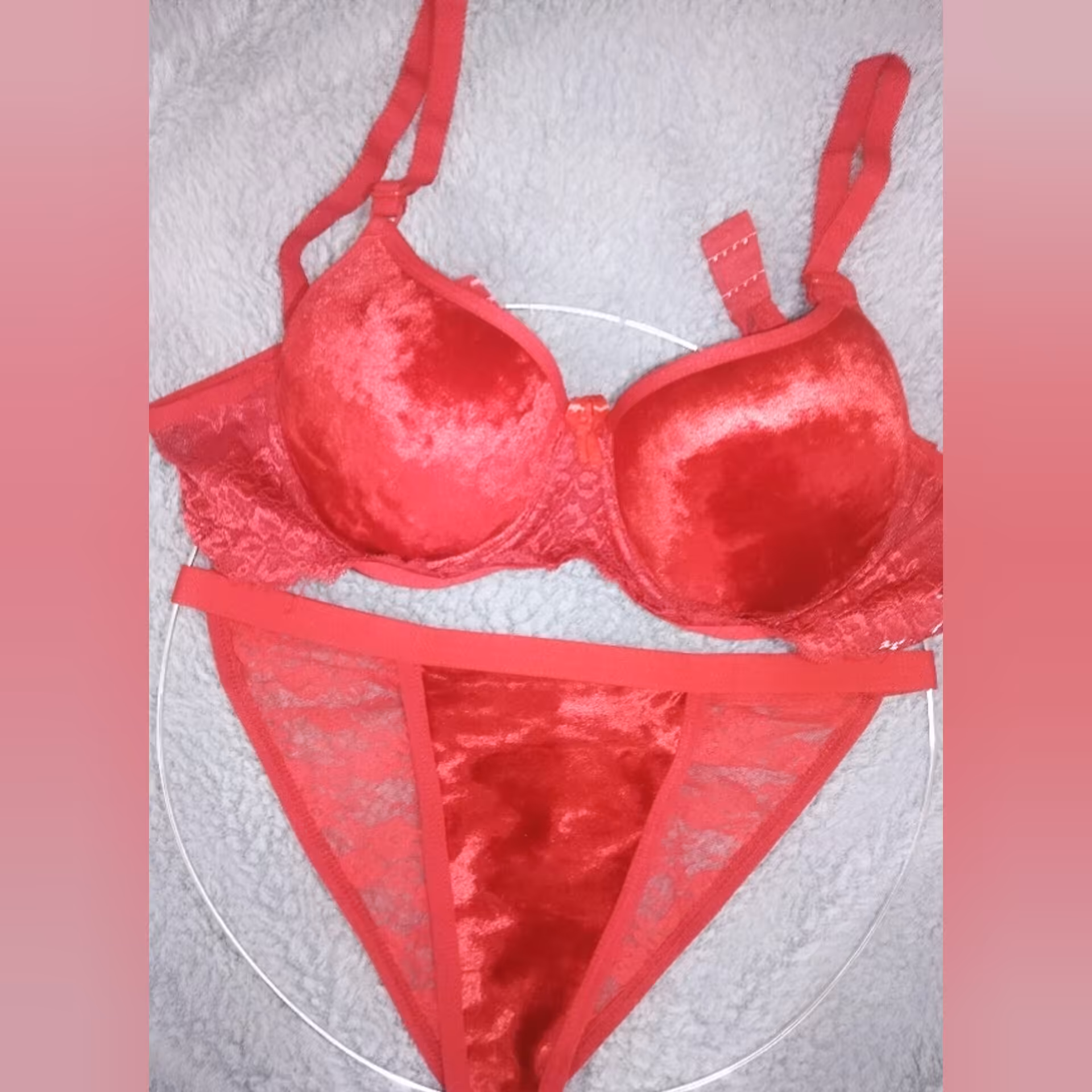 ست مخمل ساده قرمز 