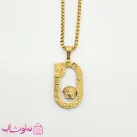 گردنبند مردانه Versace با پلاک بیضی طلایی کد 1398
