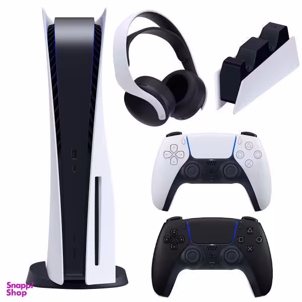کنسول بازی سونی مدل PlayStation 5 Drive ظرفیت 825 گیگابایت ریجن اروپا به همراه هدست و دسته اضافه و پایه شارژر