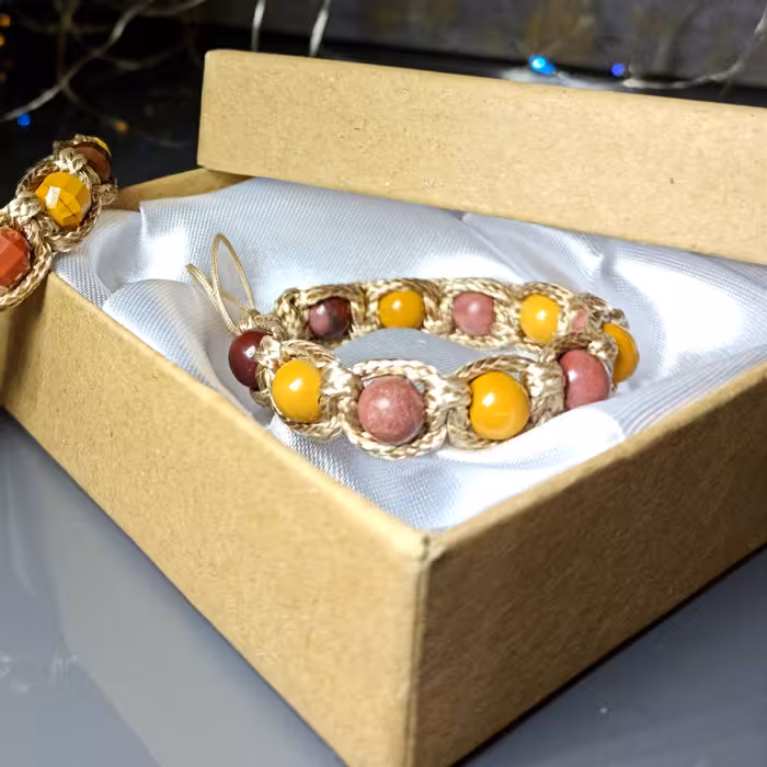 دستبند سنگ موکائیت تراش ساده ارسال رایگان دستبند سنگی زنانه مردانه پسرانه دخترانه دستبند ست کادوی تولد سنگ ماه تولد 