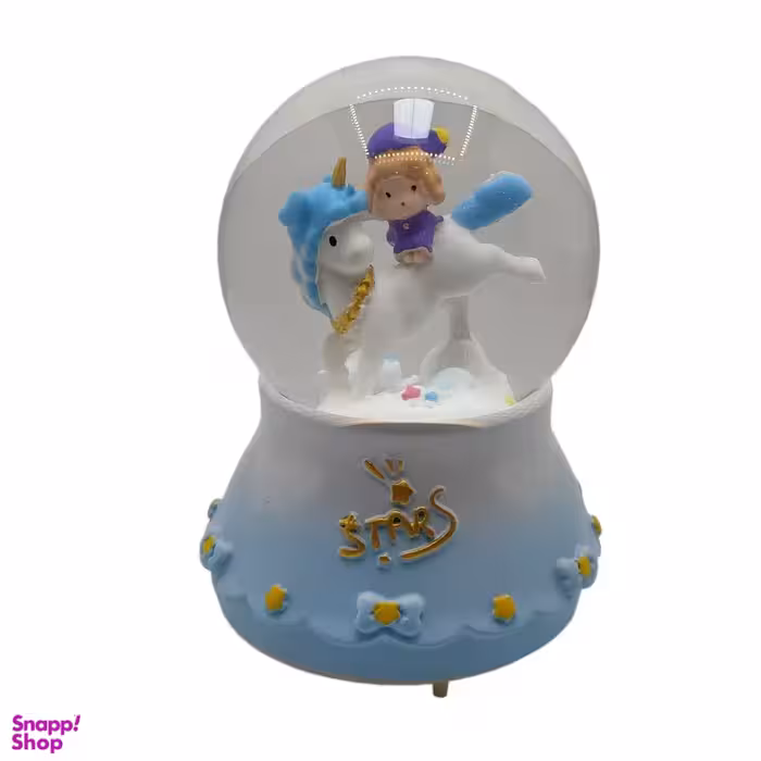 گوی موزیکال مدل چراغ دار طرح پسرک و اسب تک شاخ