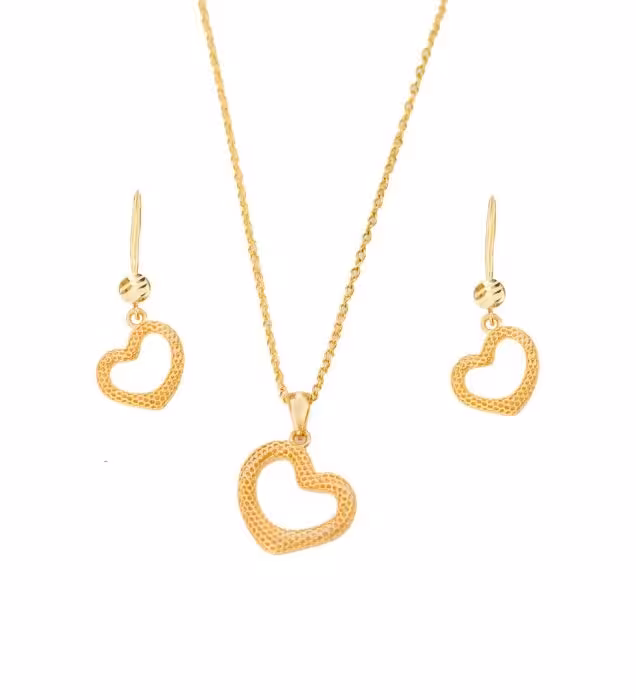 نیم ست طلا زنانه 18 عیار مدل قلب - 6.7 گرم