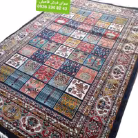 فرش گبه9متری طرح خشتی رنگ سرمه ای