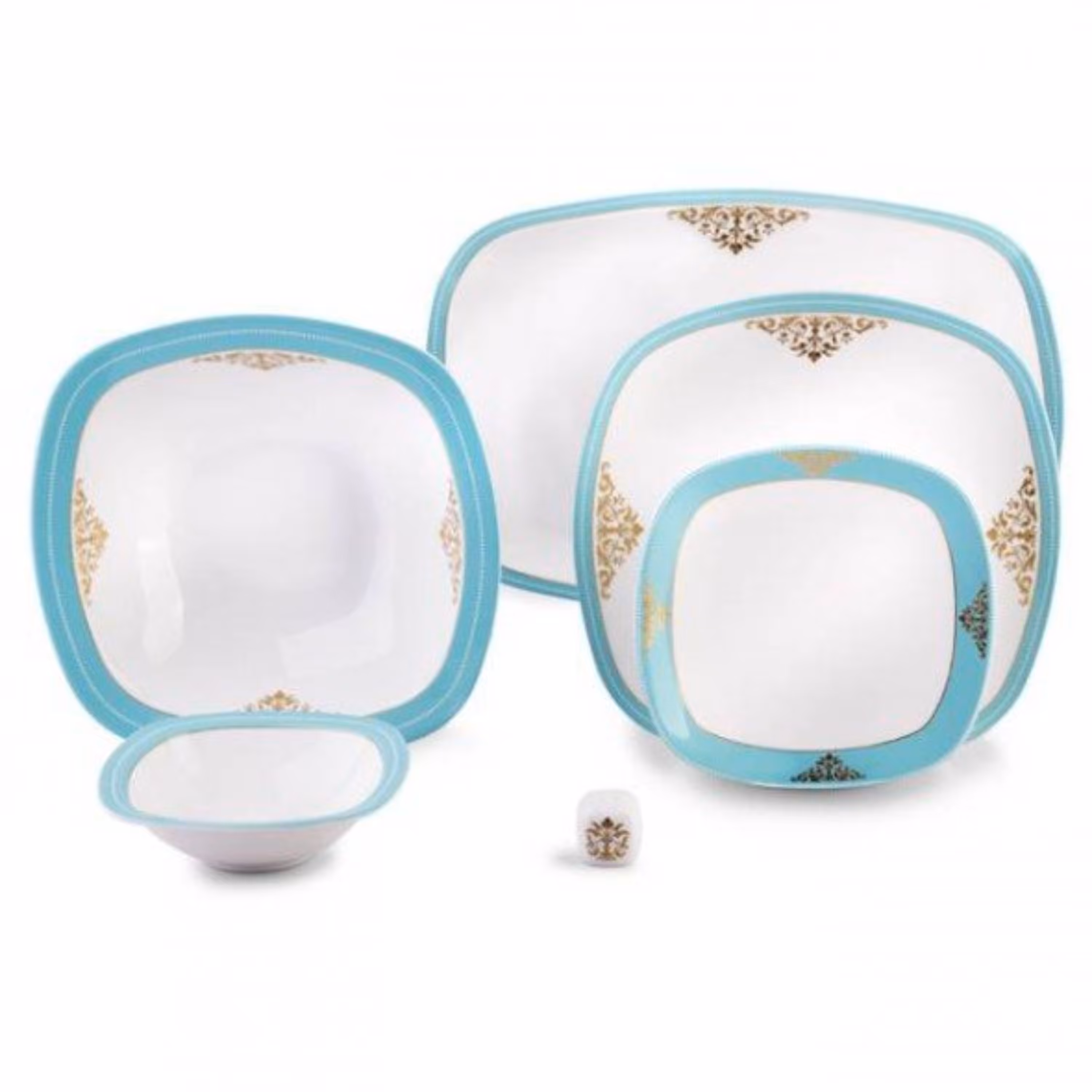 سرویس چینی زرین 27 پارچه 6نفره آرمیتاژ فیروزه ای درجه سه