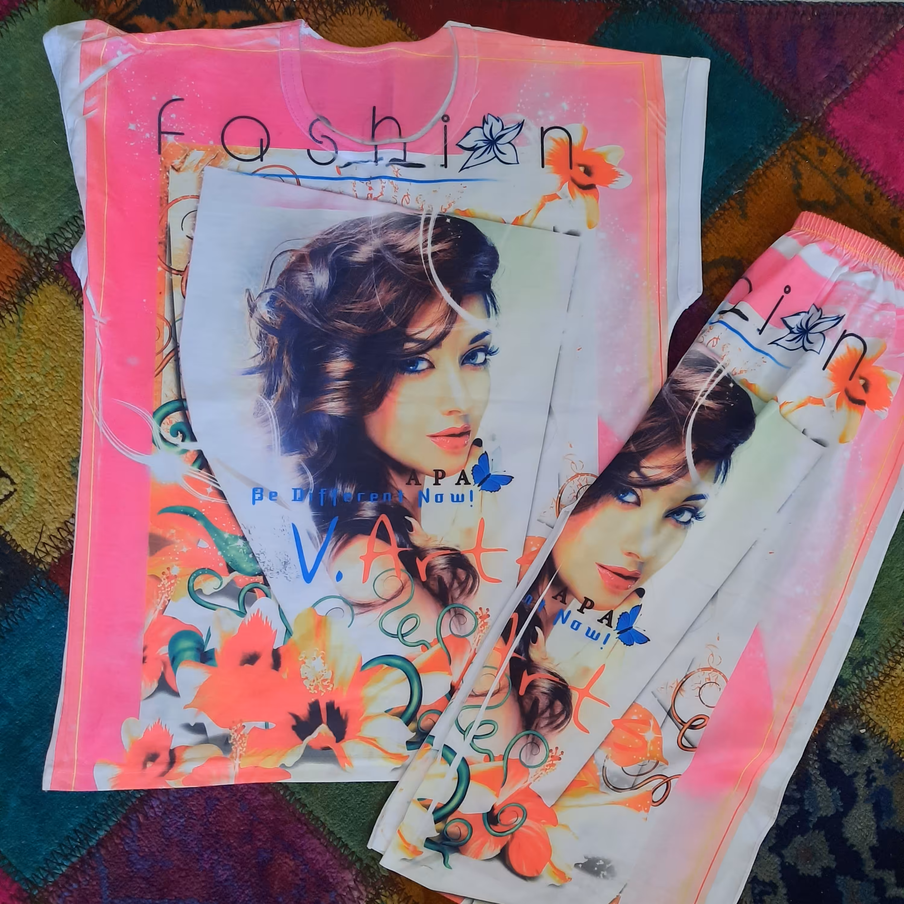 تاپ شلوارک چهره اعلاجنس فلامنت با چاپ ثابت فری سایز