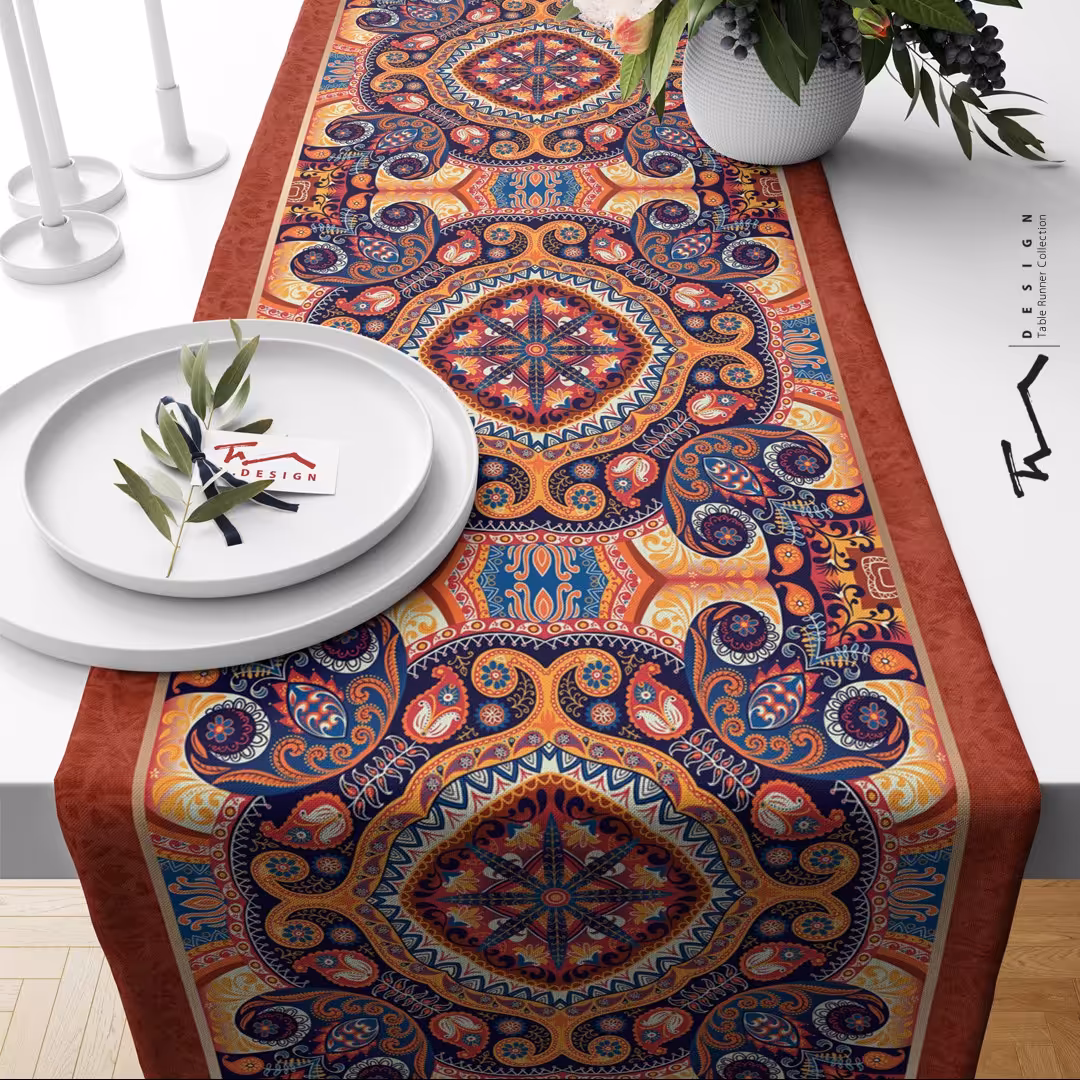 رانر طرح سنتی 20 - سایز 40 در 135 سانتیمتر - جنس دو رو مخمل پورش - کیفیت عالی